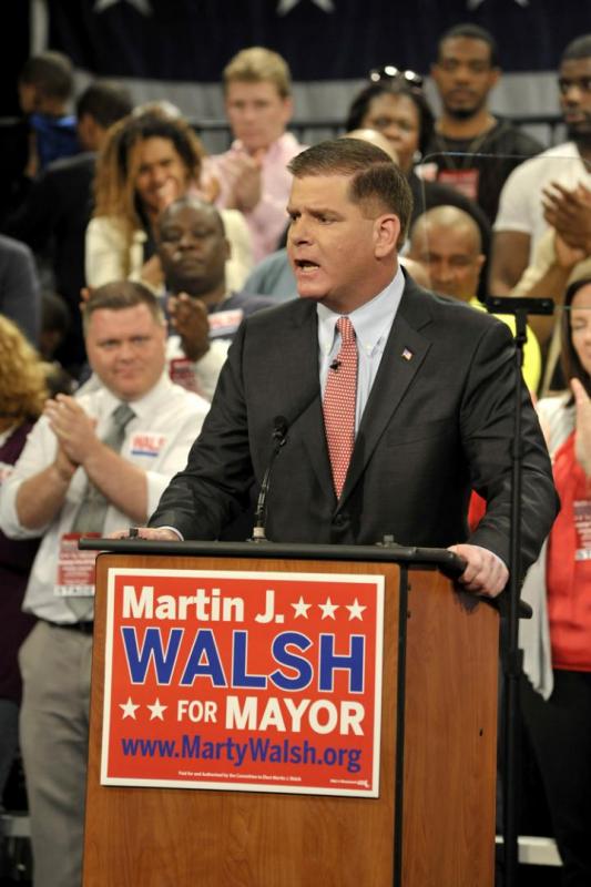 Martin J. Walsh pulled out in front of John Connolly with 18.47 percent of votes in the primary mayoral election on Tuesday. The general election will take place Nov. 5. Photos courtesy/Martin J. Walsh for Mayor.