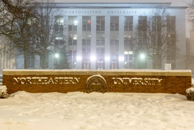 Senior electrical and computer engineering major Zach Fox captured this photo at 2 a.m. on the morning of Tuesday, Jan. 27, 2015 in front of the Krentzman Quad. Hours before, the blizzard known as Juno began dumping an estimated 2 to 3 feet of snow on the greater Boston area.