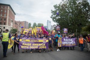 Sen. Warren rallies with union janitors for wage increases, benefits