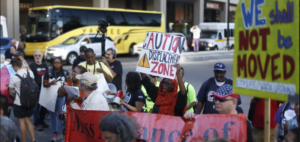 Residents protest city housing policies, NU dorm