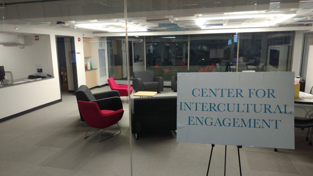 The town hall meeting was held in the Center for Intercultural Engagement.