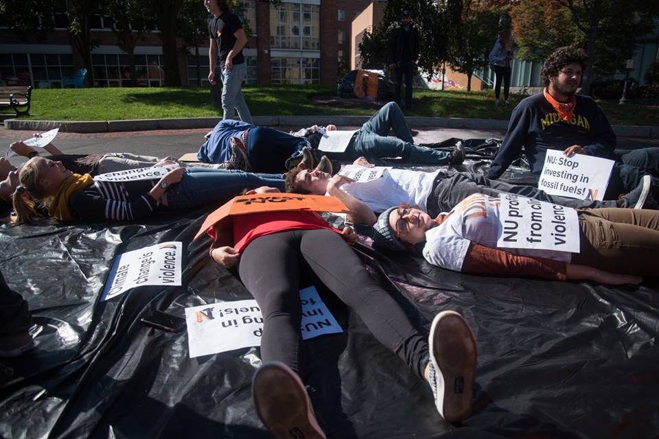 Gallery: DivestNU stages die-in and mock oil spill