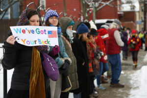 Hundreds form “human wall of compassion” around Roxbury mosque