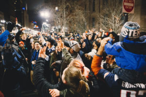 Crowds Gather in Public Garden to Celebrate Patriots’ Super Bowl Victory