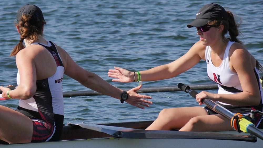 Womens rowing started its season by taking first place in the Memorial Murphy Cup Regatta / Photo courtesy Jim Pierce, Northeastern Athletics