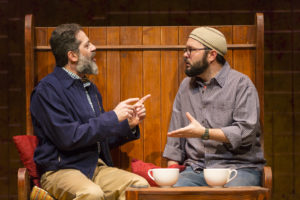 Rom Barkhordar and Joseph Marrella perform in the Huntington Theatre Company’s production of