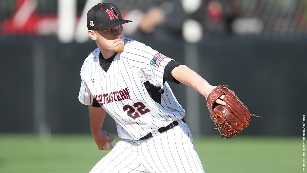 Junior starter Brian Christian threw seven strong innings and struck out 11 in the win over Towson University / Photo courtesy Jim Pierce, Northeastern Athletics