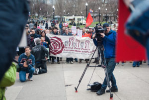 Students lead anti-war protest following Syria airstrikes