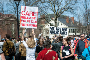 Tax Day protesters in Cambridge call on Trump to release tax returns