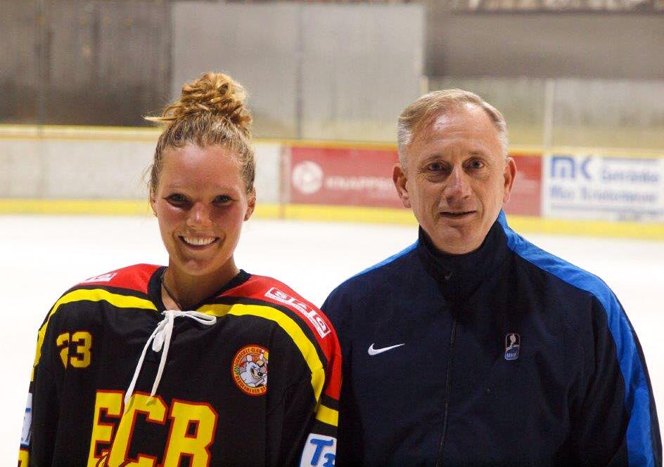 Hayley Masters poses with Bergkamen head coach Robert Bruns. Photo courtesy EC Bergkamen