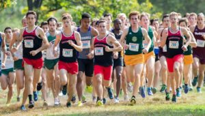 Huskies lead the pack of runners during the teams regular season finale at Central Connecticut State. Photo courtesy Jim Pierce/Northeastern Athletics