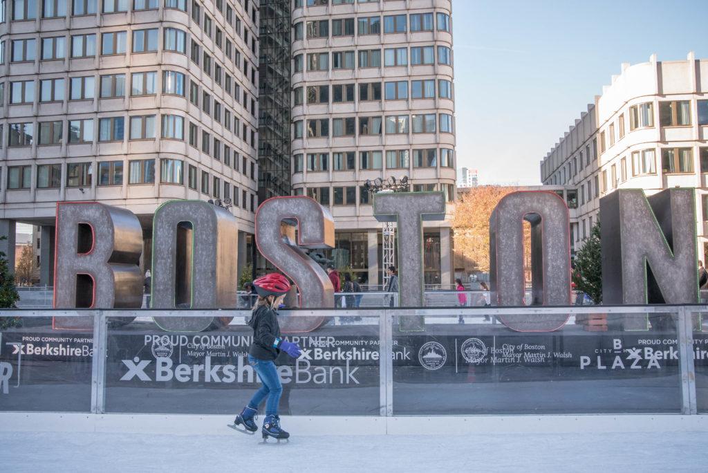 Skaters enjoys the skating path at Boston Winter Nov. 25. Many of the 85 businesses running kiosks in the holiday market were small and local.