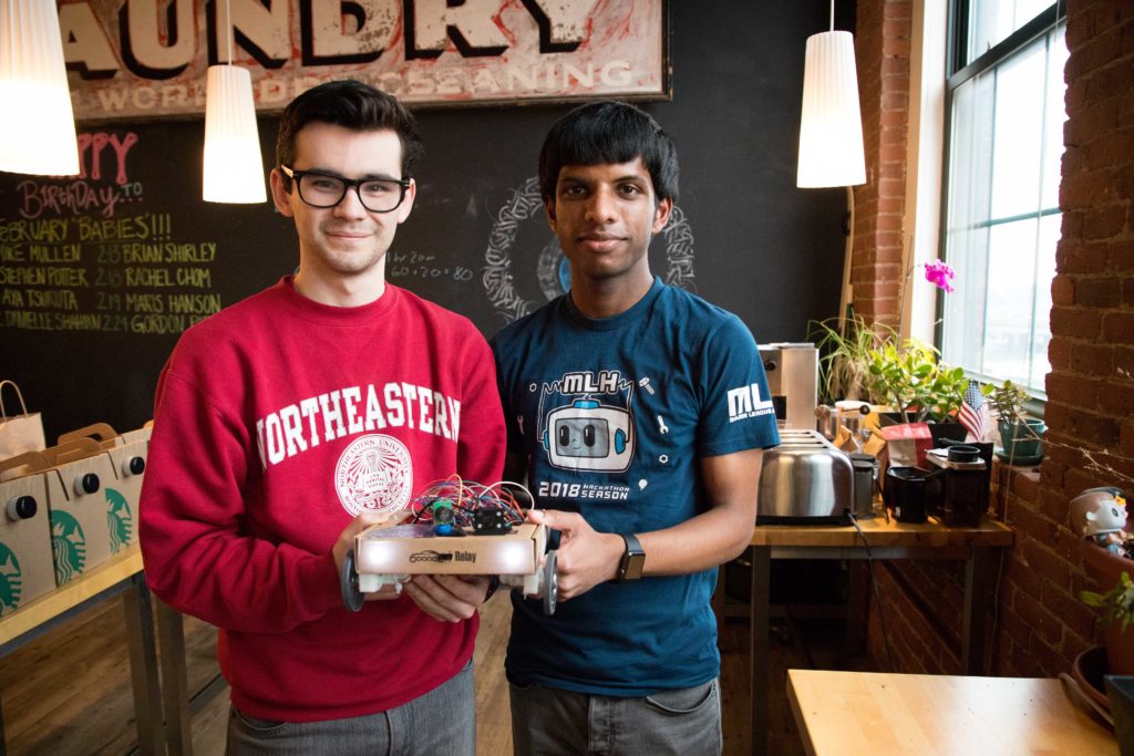 Devendra Shivraj and Dominic Yamarone created a robotic pet called Scout. / Photo by Riley Robinson