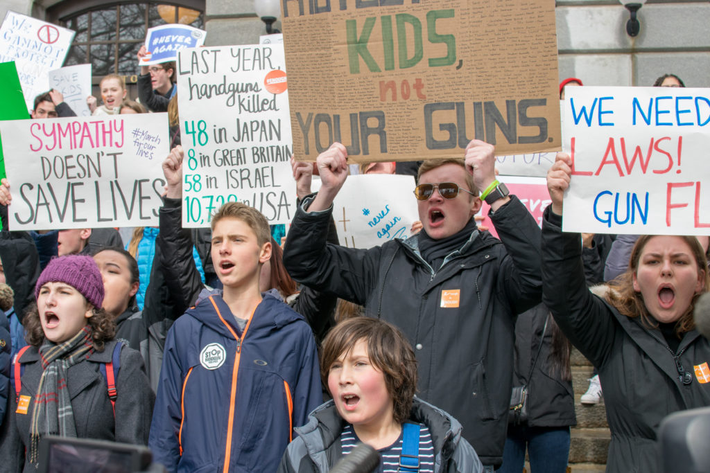 Students protest at Mass. State House for gun control