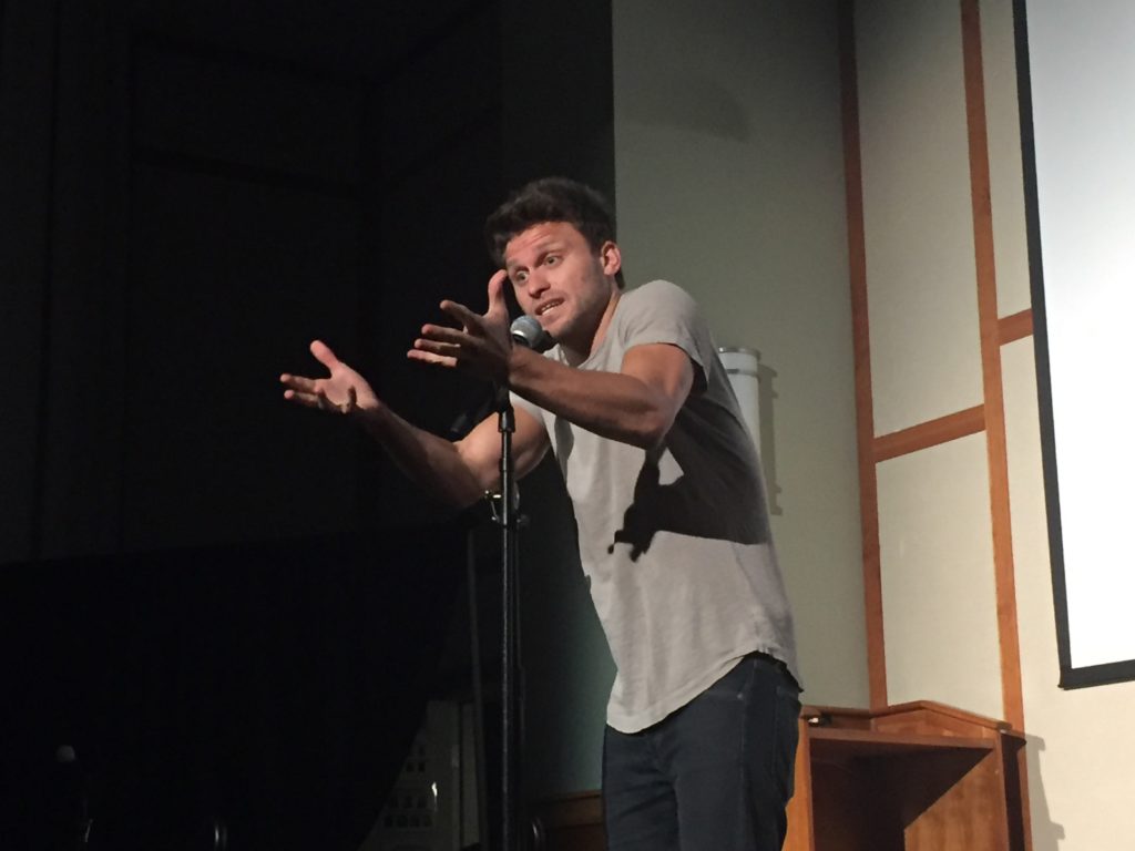 Jon Rudnitsky jokes with the audience. / Photo by Ashley Wong