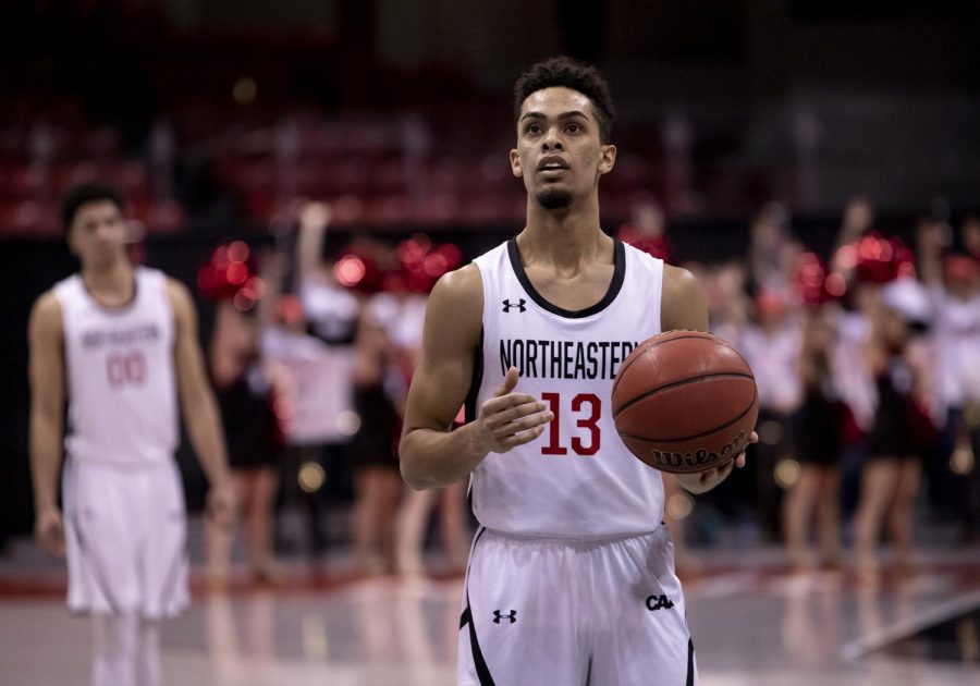 Sophomore guard Myles Franklin prepares to shoot a free throw against UNCW.