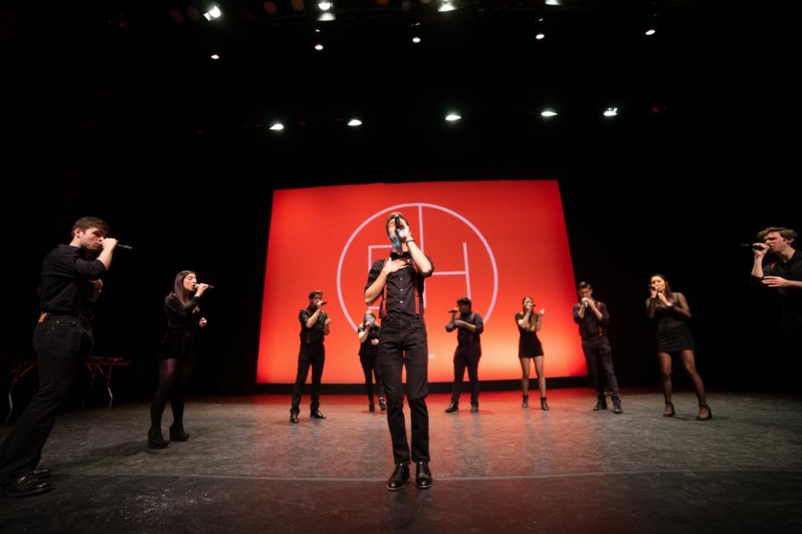 Distilled Harmony performs at the 2019 AllCappella concert in Blackman Auditorium.