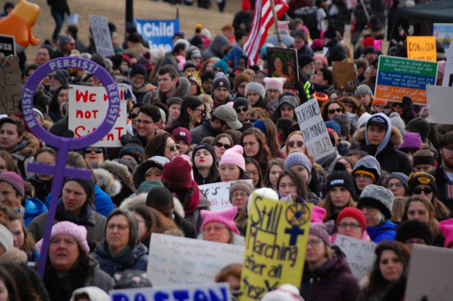 Around 10,000 people gathered in the Boston Common on Saturday as numerous civil rights activists spoke at the third Boston Womens March, headlined by Representative Ayanna Pressley.