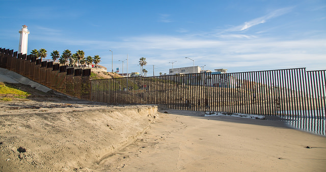 Just south of San Diego, this fence separates the United States and Mexico.