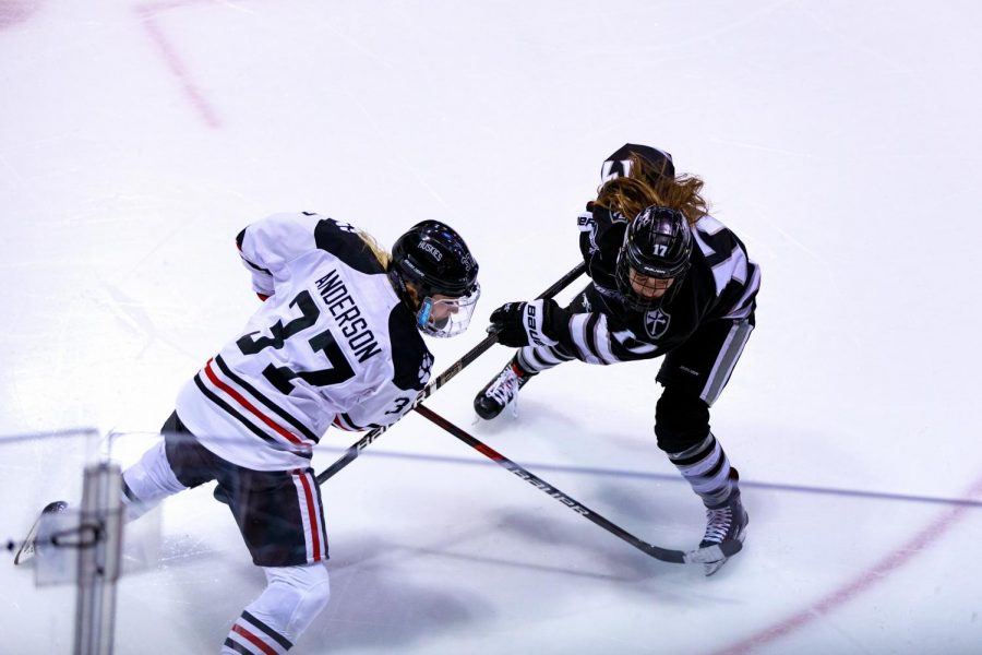 Anderson makes a move to get past a defender in a game against Providence Feb. 17.