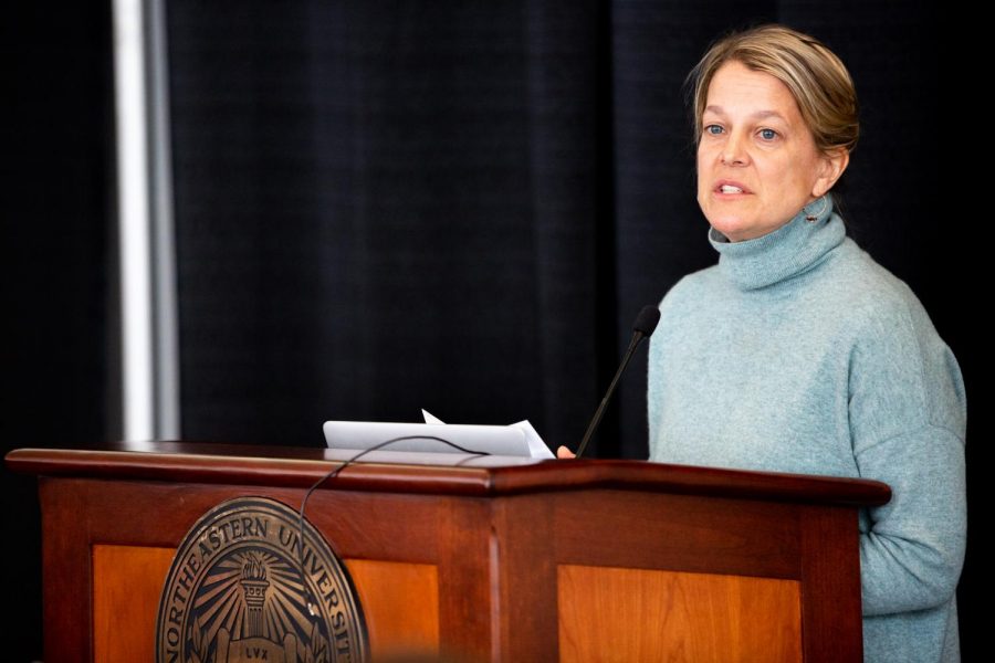 Bethany Wiggin presents at the Northeastern University “Climate Change/Crisis/Creativity” conference.