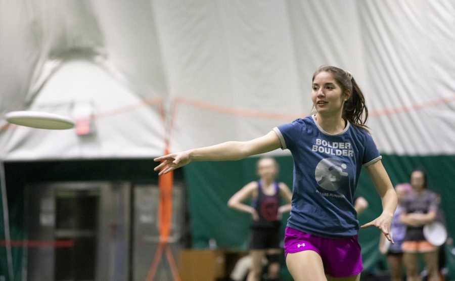 Mac dLeeuwen, a member of the womens B team, does drills Tuesday, Feb. 19 in the Carter bubble.