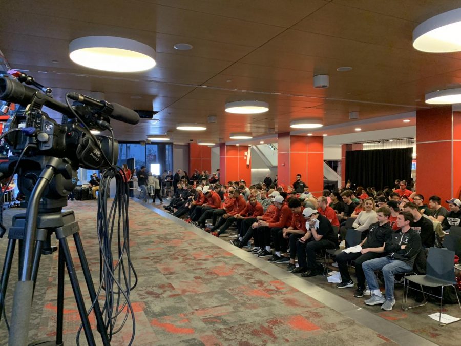 The Huskies awaited their first round matchup in Curry Student Center among supporters and the local media.