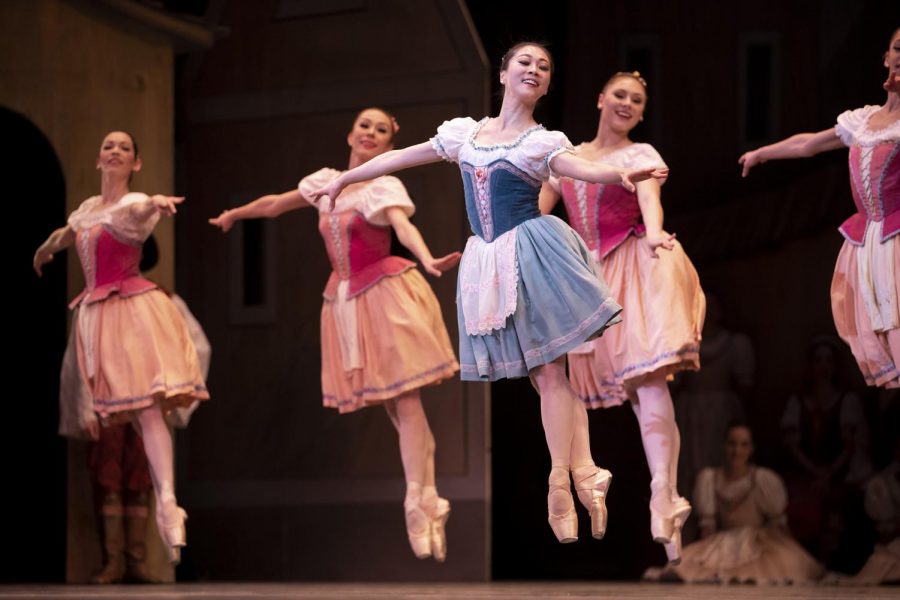 Boston Ballet Principal Dancer Misa Kuranaga performs with the corps de ballet in a dress rehearsal for "Coppélia" March 20 at Boston Opera House.