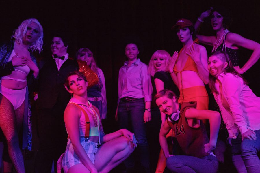 Performers at NU Prides annual Husky Drag Show pose in AfterHours.