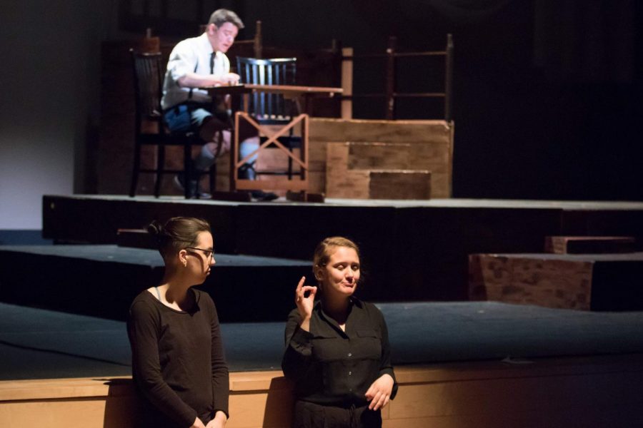 Members of NU's ASL club interpret a performance of NU Stage's "Spring Awakening" over the weekend.