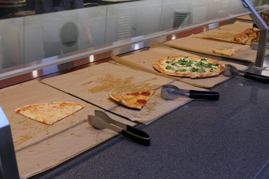The International Village dining hall offers a wide selection of food, including pizza.
