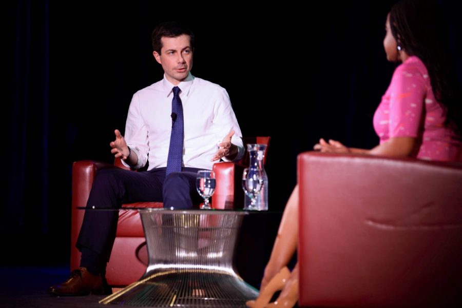 Pete Buttigieg made a stop at the Emerson Colonial Theatre in Boston on Oct. 29.