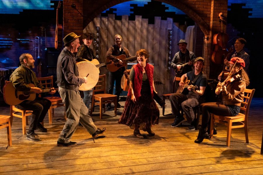 The cast of SpeakEasy Stage's "Once," which closed Sunday after an extended sold-out run, performs a rousing musical number.
