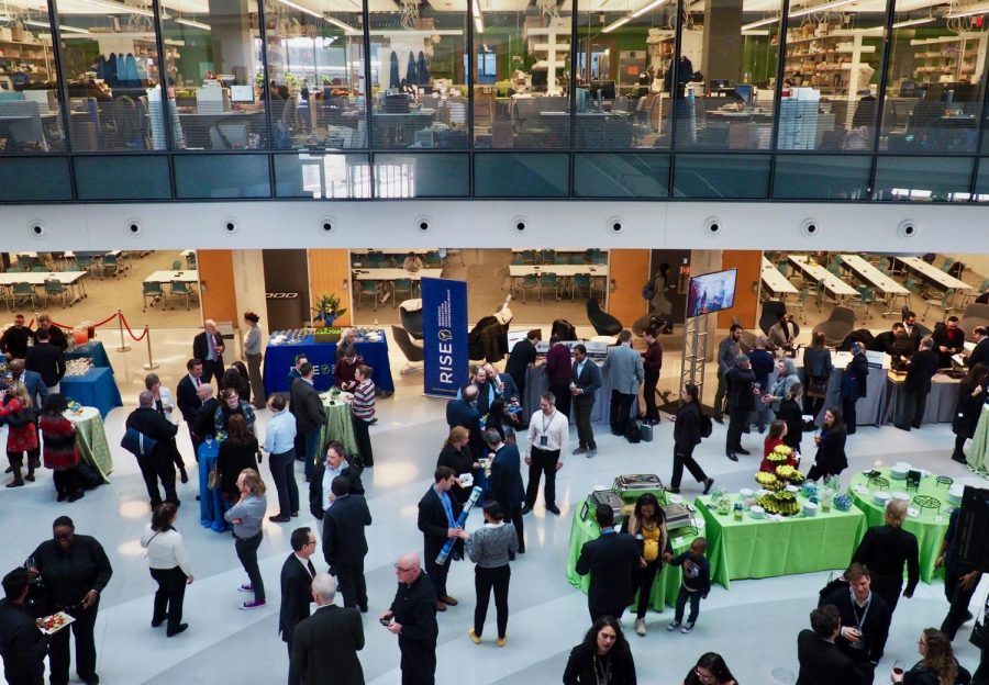 Industry professionals, faculty and students mingle in ISEC before the RISE awards.