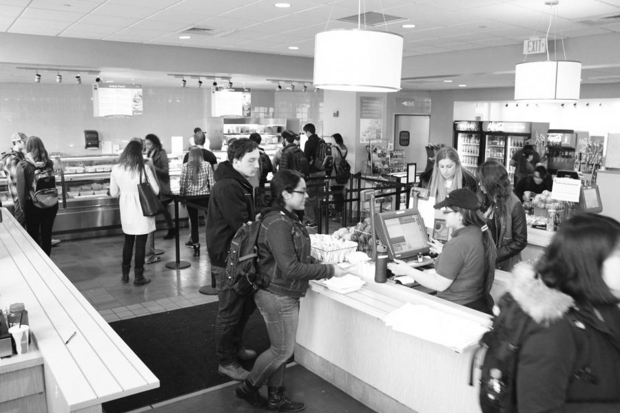 Rebeccas Cafe, a student favorite, draws large crowds in between classes.