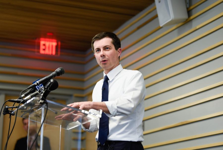 Pete Buttigieg made a stop at the Emerson Colonial Theatre in Boston on Oct. 29.