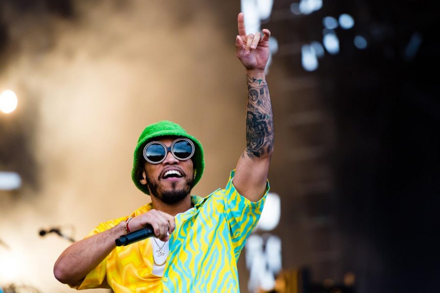 Anderson .Paak performs at Boston Calling 2019 wearing a bucket hat.