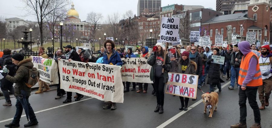 Bostonians gathered near the Common Jan 25. to condemn U.S. involvement in Iran and Iraq.