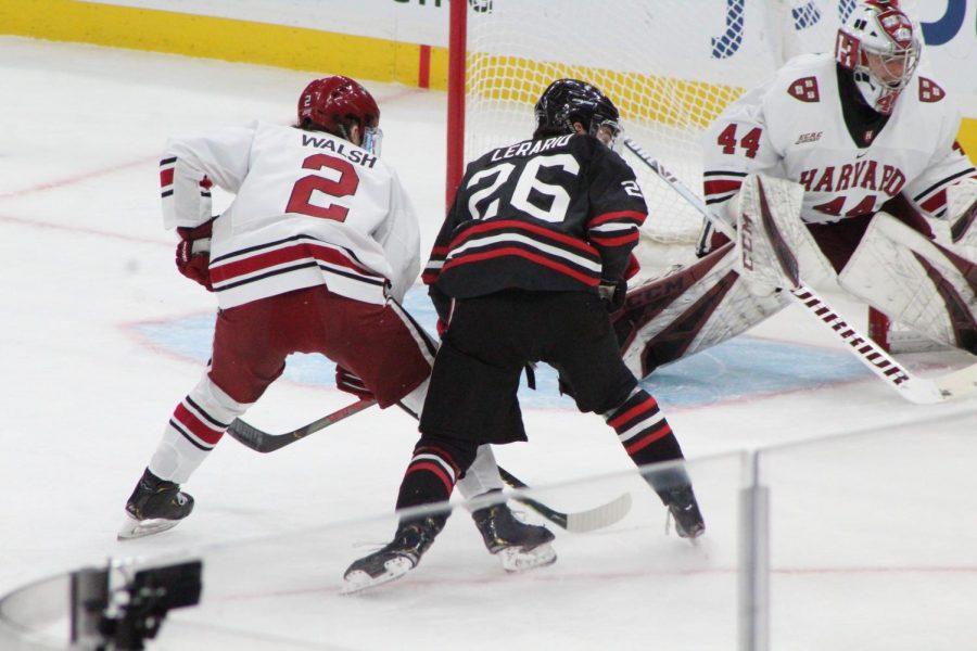 Biagio Lerario jockeys for position during the opening round of the Beanpot on Monday. 