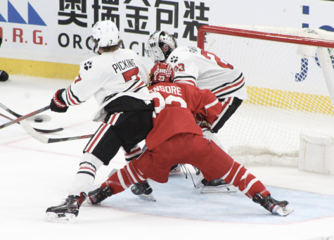 No. 16 men’s hockey shutout by Boston University, 3-0