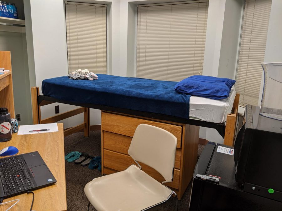 Rachel Foxs bed while in isolation housing in Kennedy Hall