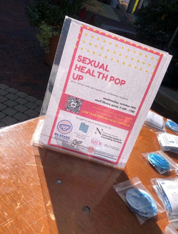 A sign from one of the sexual health popups earlier this semester. 