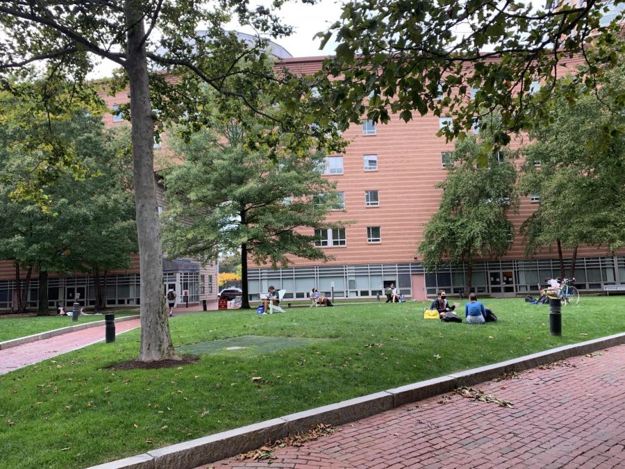 The West Village Quad, where construction of an outdoor tent is planned.