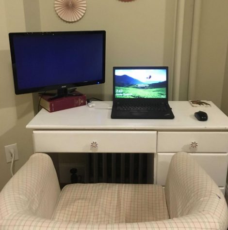 Annie Malone's work-at-home desk setup.