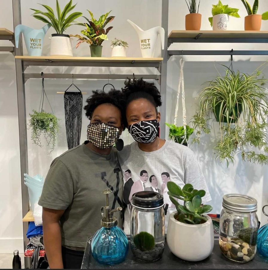 Quontay Turner and Danita Mends pose for a picture at the Northeastern Valentine’s Day Marketplace Feb. 11. 
Turner and Mends cofounded the Emerald City Plant Shop, one of the local small businesses at the Valentines Day Marketplace.