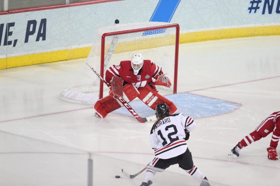 The Northeastern Huskies fell to the Wisconsin Badgers, 2-1 in overtime, during the final face off of the national championships.