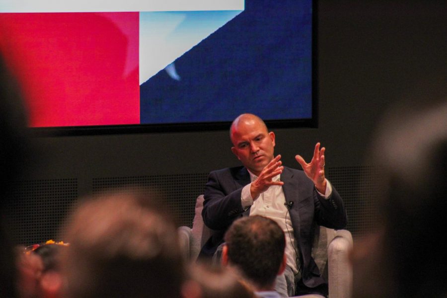 Ben Rhodes spoke to an auditorium full of Northeastern community members Sept. 20. Rhodes was former President Barack Obamas deputy national security adviser and is the co-host for the Pod Save the World podcast.