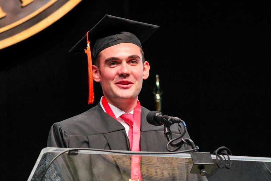 Ulpiano Flores Kuri, who studied  chemical engineering, delivered the student oration at the morning ceremony.