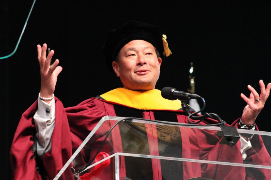 Ming Tsai, a James Beard award-winning chef and business owner, delivered the commencement address Nov. 13.