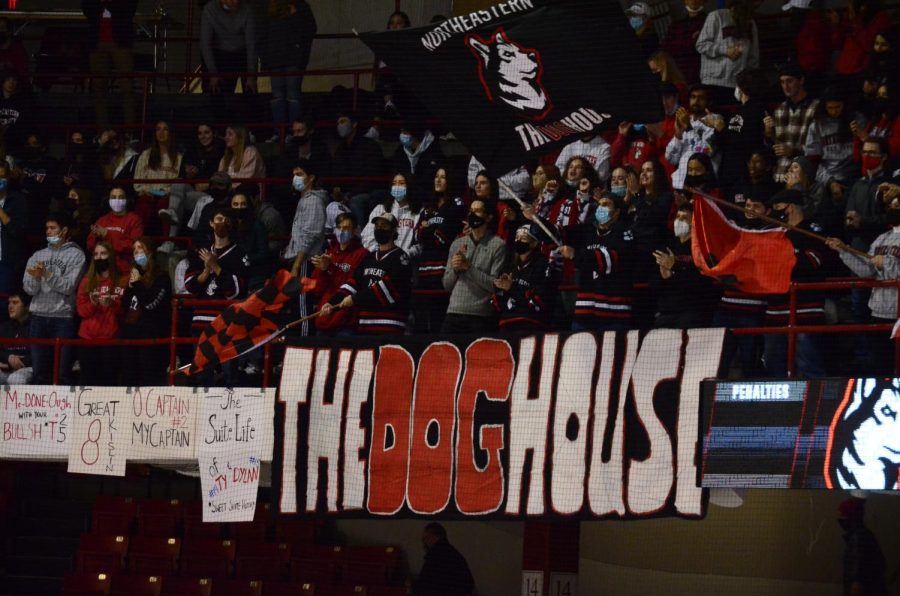 The doghouse at a previous mens hockey game. 
